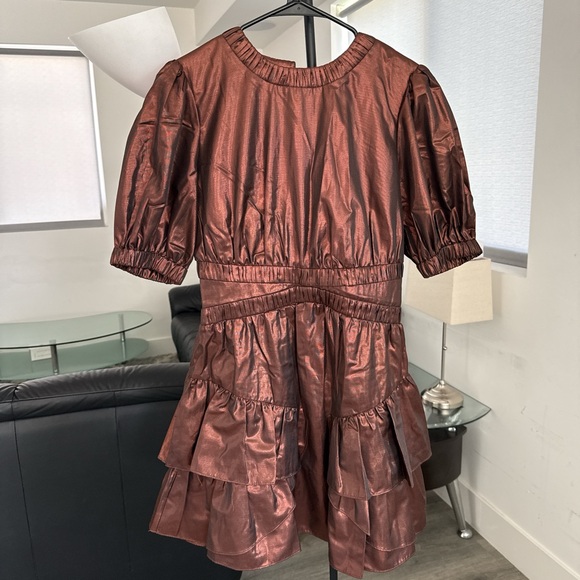 sass & bide Metallic Brown Midi Dress